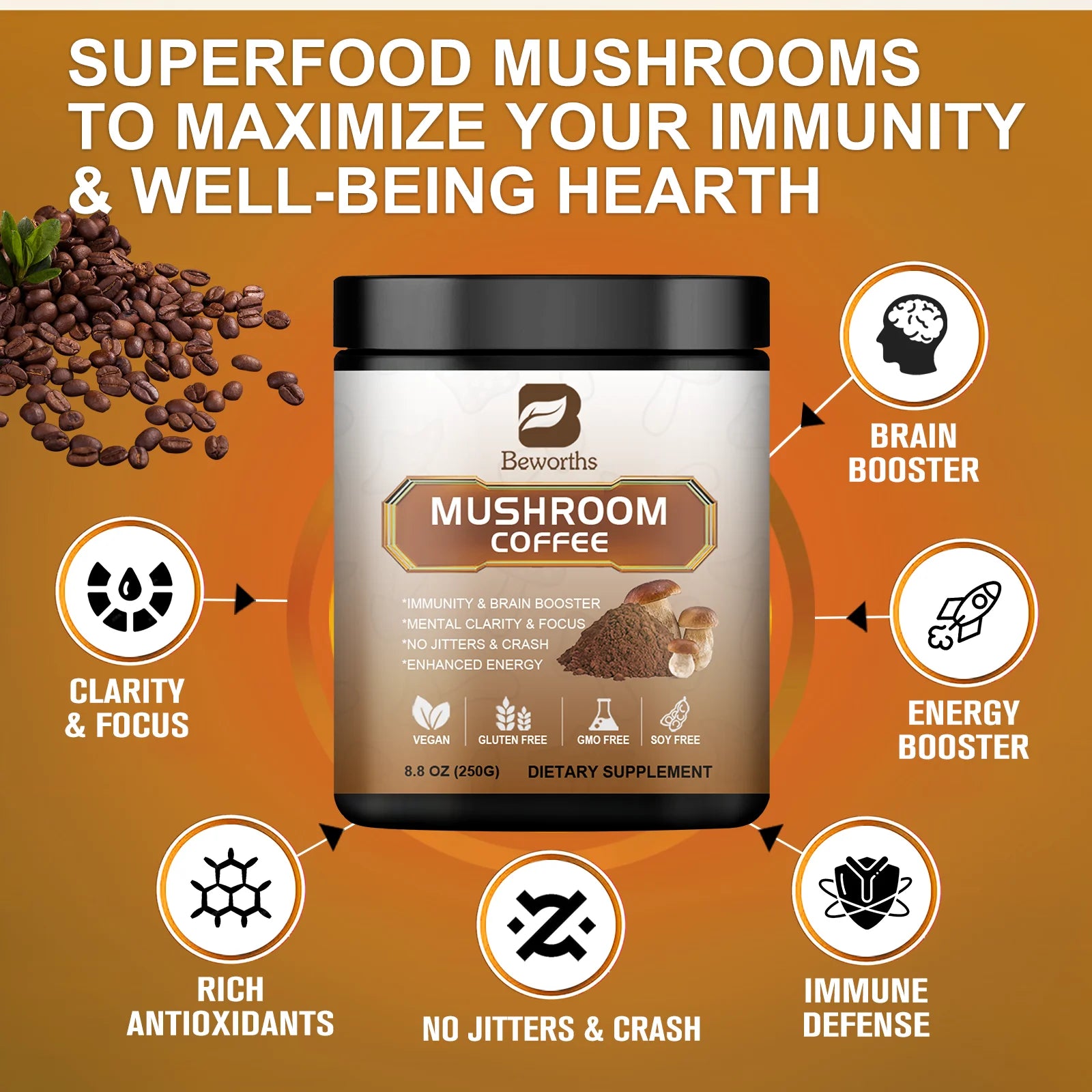 10-in-1 Mushroom Coffee Blend – Lion’s Mane + Reishi